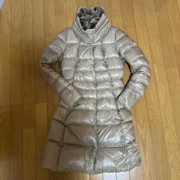 헬레노 베이지 다운 코트 퍼 포함