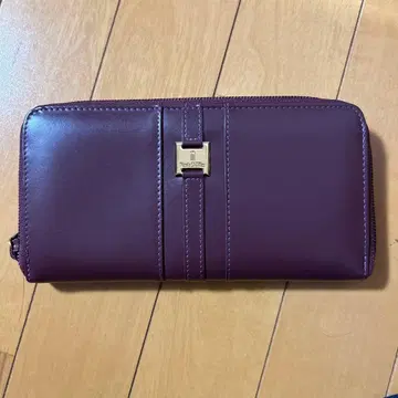 버건디 가죽 장지갑 지퍼식