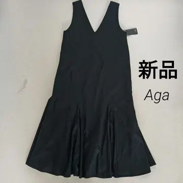 Aga 야마다야 택 포함 새상품 오버롤 스커트 울 혼방 다크 네이비