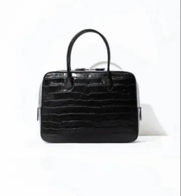 MAISONCANAU 메종카나우 보스턴 박스 M 블랙 크로코 백 블랙