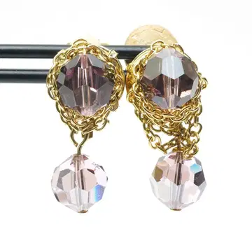 스와로브스키 체인 귀찌 핑크 퍼플 골드