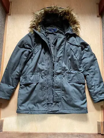 Elppia 후드 부착 카키 밀리터리 자켓 L