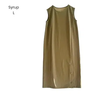 [ Syrup. ] 원피스 카키 슬리브리스 심플 캐주얼 1191