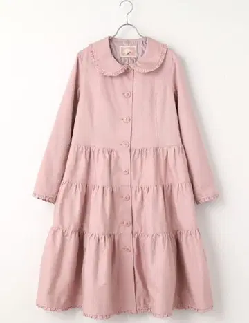 새상품 핑크하우스 카라 부착 롱 티어드 코트