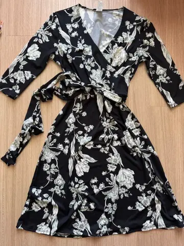 LA 원피스 블랙 보타니컬 카슈쿨 플레어 원피스