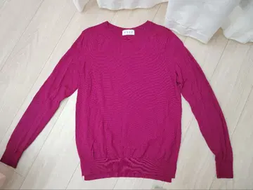 띠어리 플라스테 워셔블 울 니트 스웨터 M 마젠타