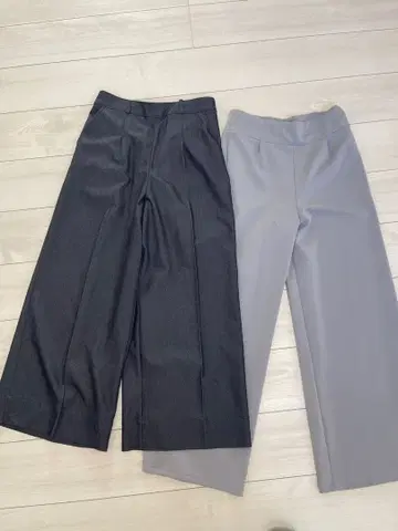와이드 팬츠 그레이 블랙 M L 2개 세트