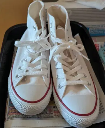 CONVERSE 화이트 하이컷 스니커즈