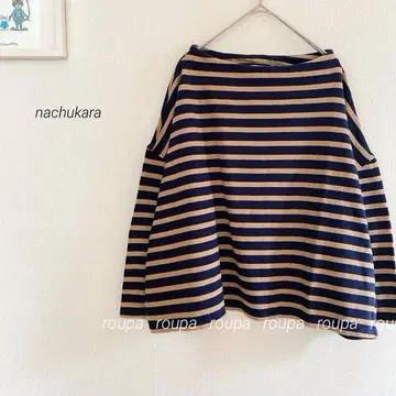 나추카라 보트넥 보더 풀오버 빅 루즈 3180