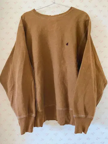 [레어] 80s Champion 리버스 위브 트리코 태그 후염 브라운