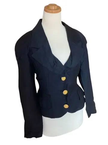 블랙 울 테일러드 자켓 골드 버튼 M 사이즈