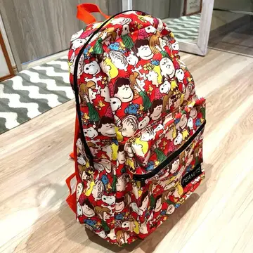 PEANUTS 스누피 올 패턴 백팩 빨간색 남녀 공용 새상품급