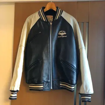 AVIREX 가죽 자켓 L 사이즈 네이비/화이트