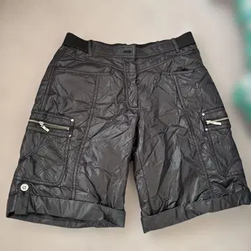 아다바트 블랙 나일론 퀼팅 숏팬츠 포켓 부착