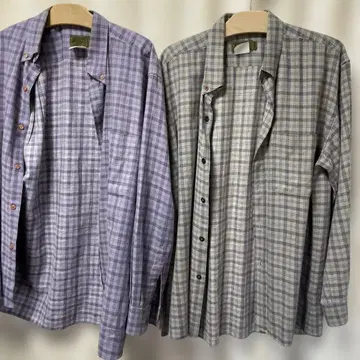 BORGO 긴팔 셔츠 M 퍼플 그레이 계열 체크