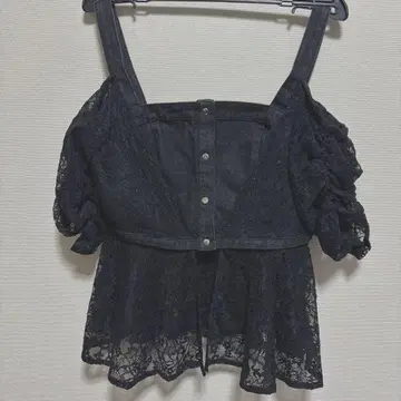 MERCURYDUO 레이스 레이어드 데님 상의