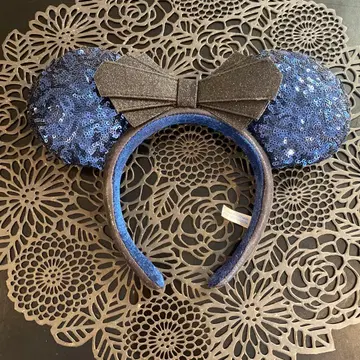 네이비 스팽글 미키 머리띠