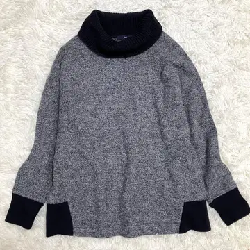 la.f - 라 에프 절개 터틀넥 하이넥 니트 네이비 M