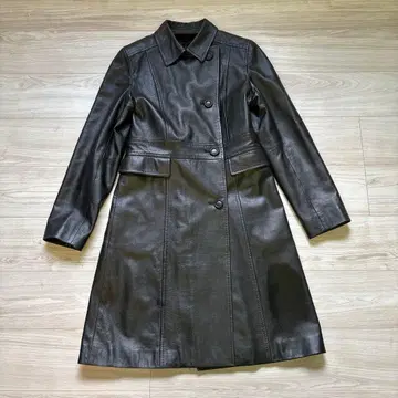 K.T. 가죽 블랙 롱 코트 M