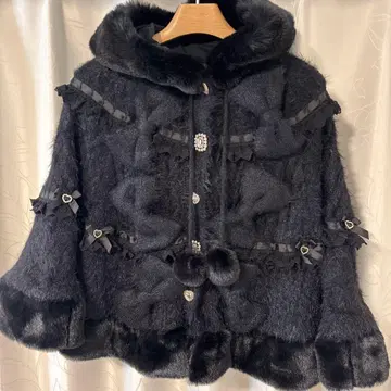 LIZLISA 밀피유 레이스 판초 블랙