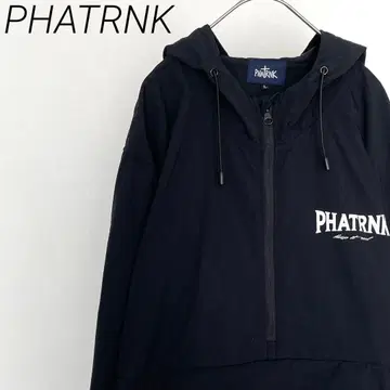 PHATRNK 브릿지 로고 나일론 후드티 로고 프린트 하프 지퍼 L