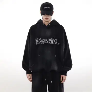 MATERIAL 그래픽 후드티 블랙