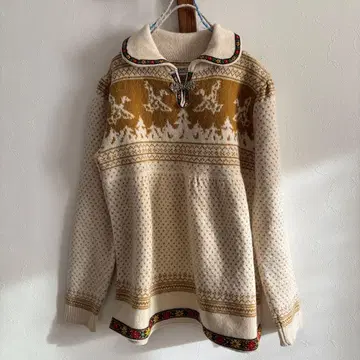 BEAMS BOY 노르딕 무늬 티롤리안 스웨터 백랍 후크