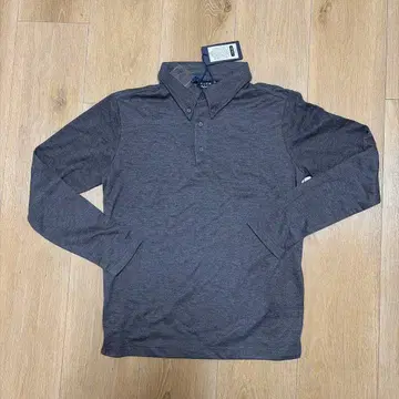 muta MARINE 그레이 긴팔 피케 셔츠 버튼 다운 칼라