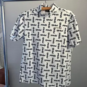 PING 골프 셔츠 L 화이트 로고 프린트