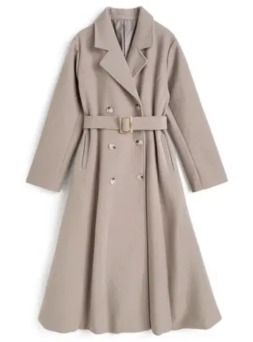 GRL 벨트 포함 페이크 울 플레어 롱 코트 ze936