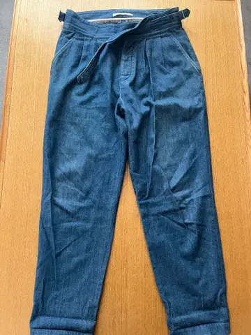 KURO 크로 그루카 데님 팬츠 2턱 와이드 테이퍼드 인디고