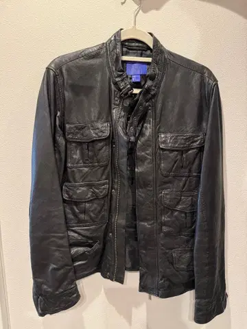 지미추 x H&M 남성용 블랙 가죽 자켓 밀리터리 스타일