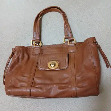 사자비 브라운 가죽 핸드백