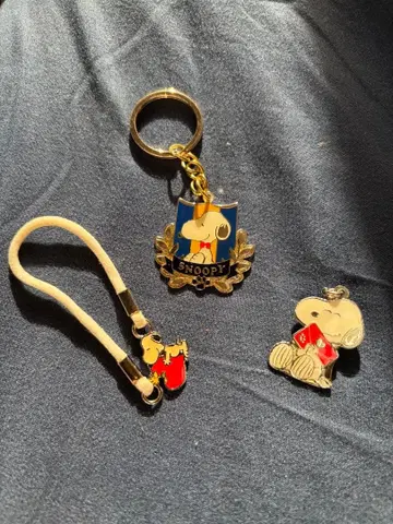 스누피 메탈 키링과 참 3종 세트 미사용품