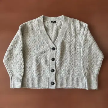 PLST 라메 믹스 그레이 케이블 짜임 가디건 M 사이즈