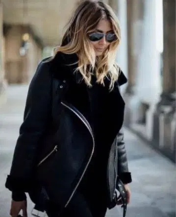 [ ZARA ] 무스탕 라이더 자켓 더블 라이더 자켓 ( 퍼 포함 )