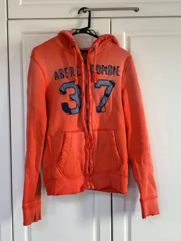Abercrombie 데미지 후드 부착 후드티 오렌지 두꺼운 원단