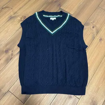 GLOBAL WORK 네이비 V넥 베스트 M