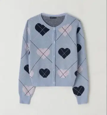 [ 새상품급 ] RONRON 하트 아가일 니트 가디건