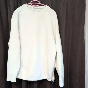 ZARA 화이트 맨투맨 트레이닝복 밑단 드로우 스트링