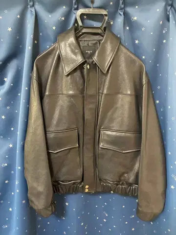 [ 새상품급 ] EDIFICE A2 가죽 숏 블루종 자켓 블랙