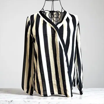 SHEIN 스트라이프 패턴 긴팔 블라우스 M