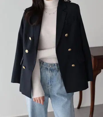 BLUE EAST 더블 브레스트 자켓 사이즈 2 블랙