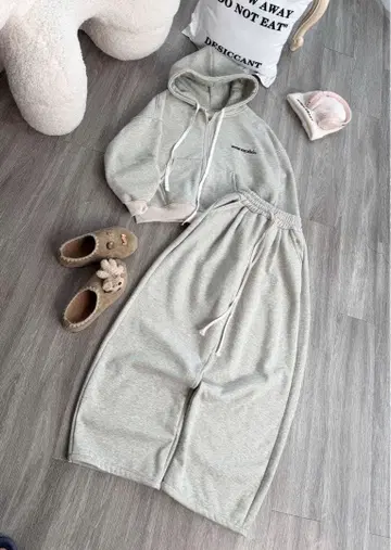 WHENEVERATELIER 맨투맨 셋업 그레이 따뜻한 세트 겨울옷