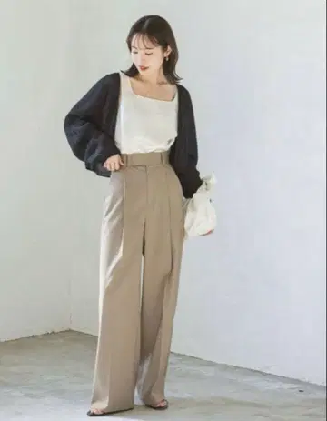 NOBLE 노블 폴리에스터 트윌 스트레치 슬랙스 팬츠 와이드 팬츠 40