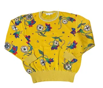 레오나르 스포츠 니트 스웨터 프린트 모 100% L 사이즈