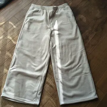 화이트 플리스 와이드 팬츠