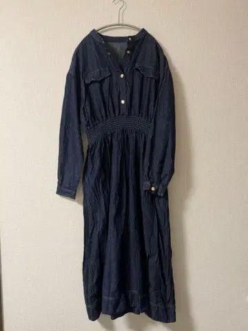 네이비 데님 긴팔 셔츠 원피스 기장 114cm 파르클로젯