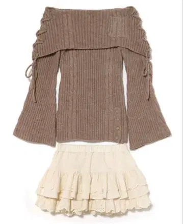 andmary Corrie 레이스 니트 세트업 모카