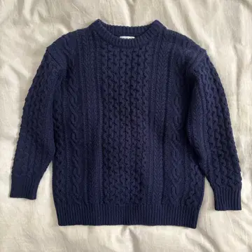 BEAMS BOY / 3게이지 빅 아란 크루넥 니트